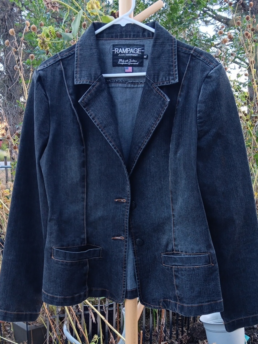 Rampage Black Denim Blazer Jacket with Subtle Contrast Stitching